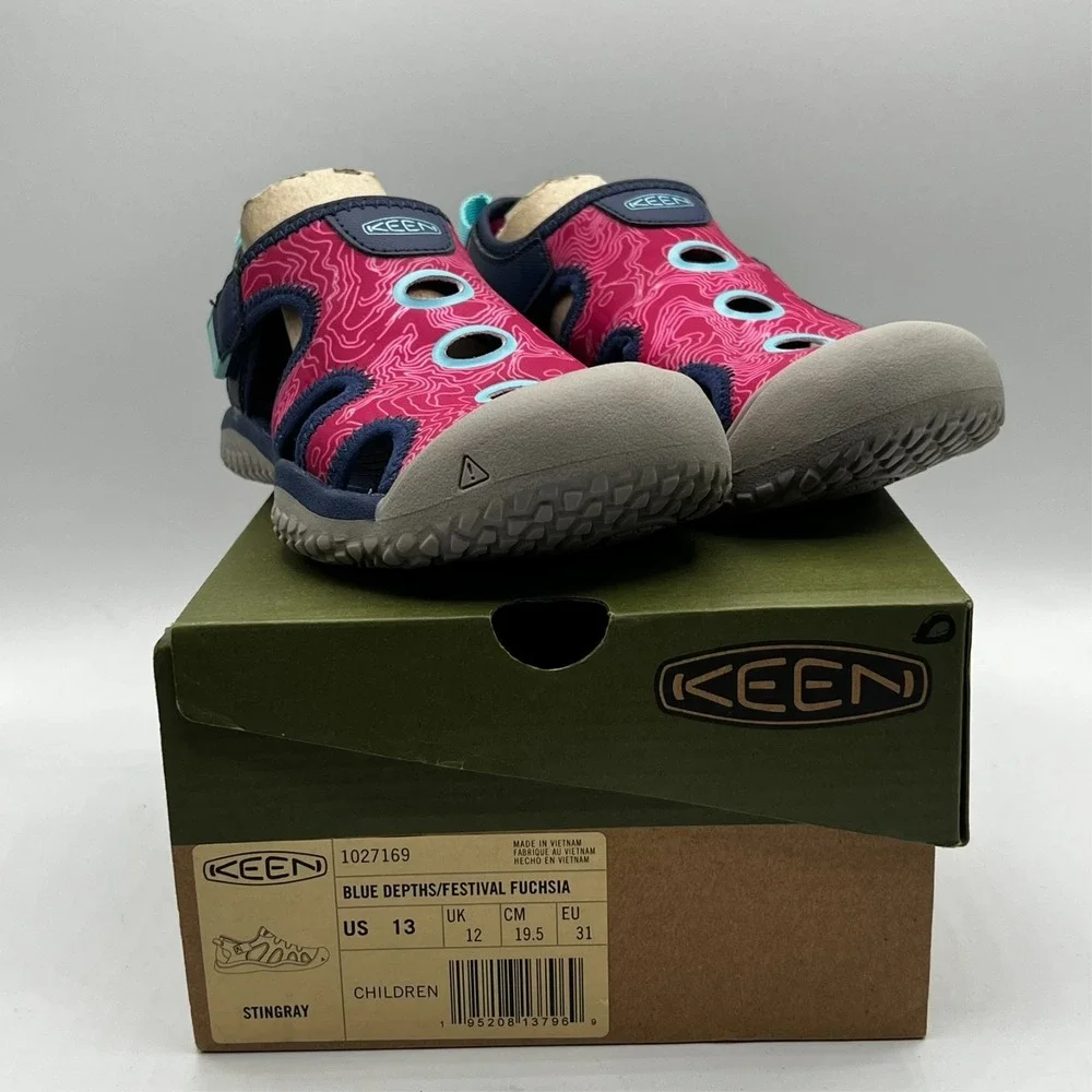 KEEN Kids Stingray Blue Depths Festival Fuchsia Waterproof‎ Sandals Size 13